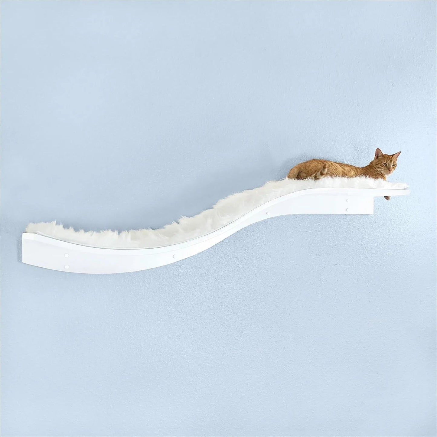 Catitude 60 Inch Lotus Branch Cat Shelf in White with Replaceable Carpet - Modern Cat Wall Shelf for Playin
