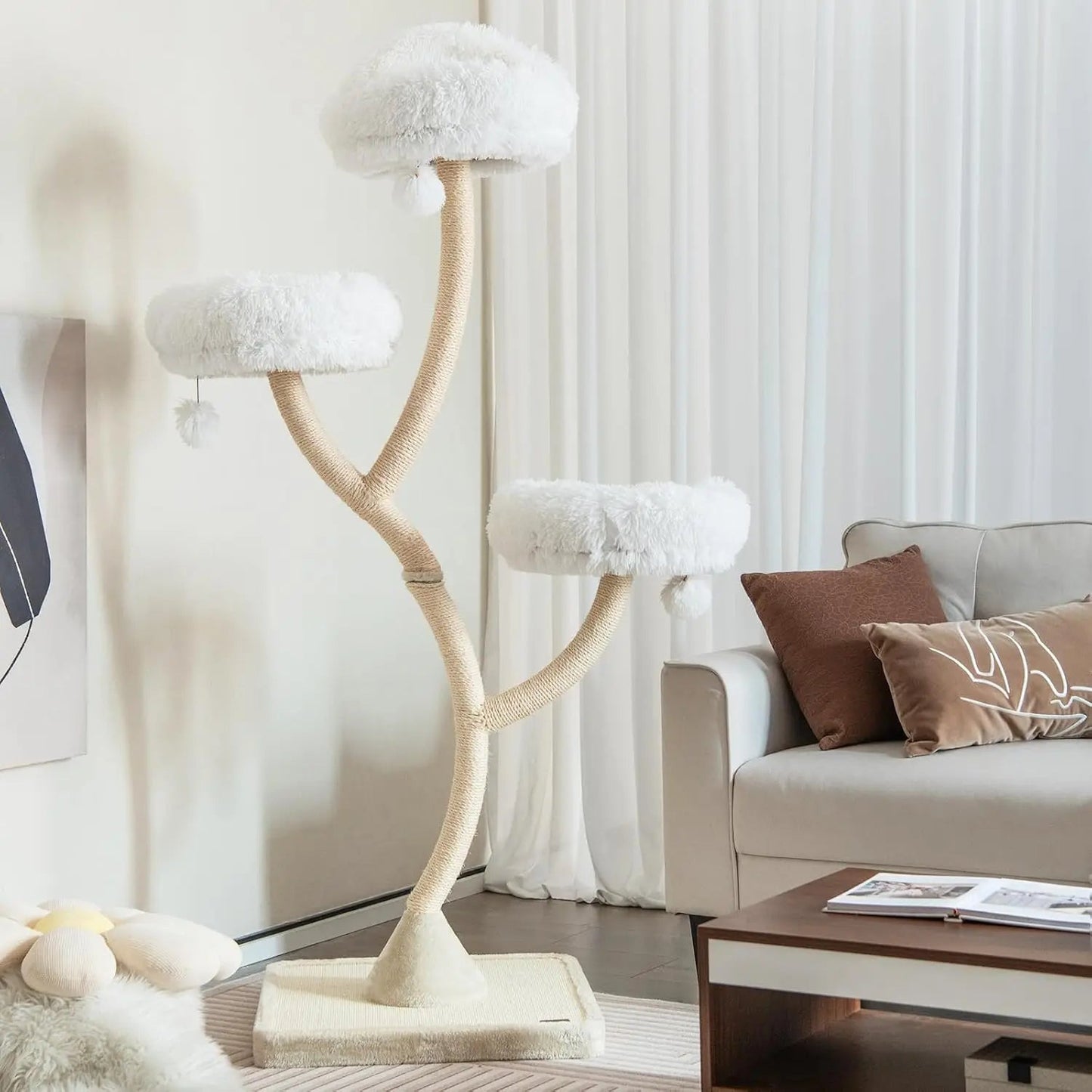 Catitude 70 Inch Multi-Level Large Cat Tower - Tall Cat Tree with 3 Warm Perches, 3 Jingling Balls, and Fully Covered Sisal Scratching Posts