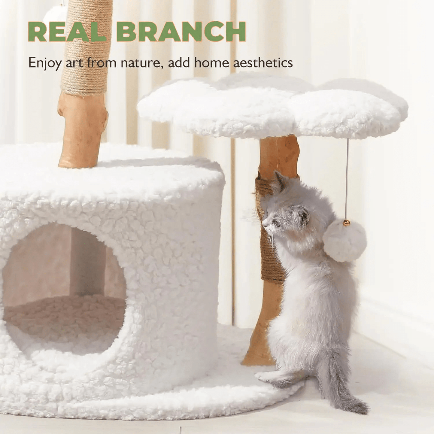 Catitude Heavy Duty Cat Tree for Large Cats - Unique Handmade Aesthetic Cat Tree with Real Solid Wood Branches