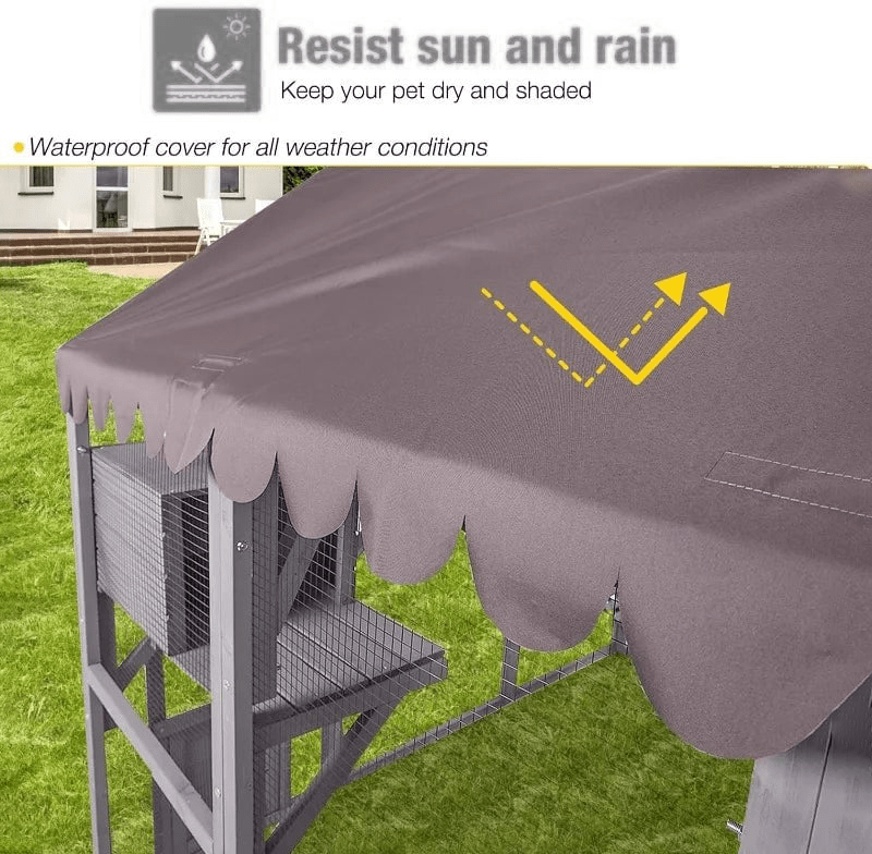Catitude Large Outdoor Cat Enclosure with Bridges, Walks, Small Houses, and Waterproof Roof Cover