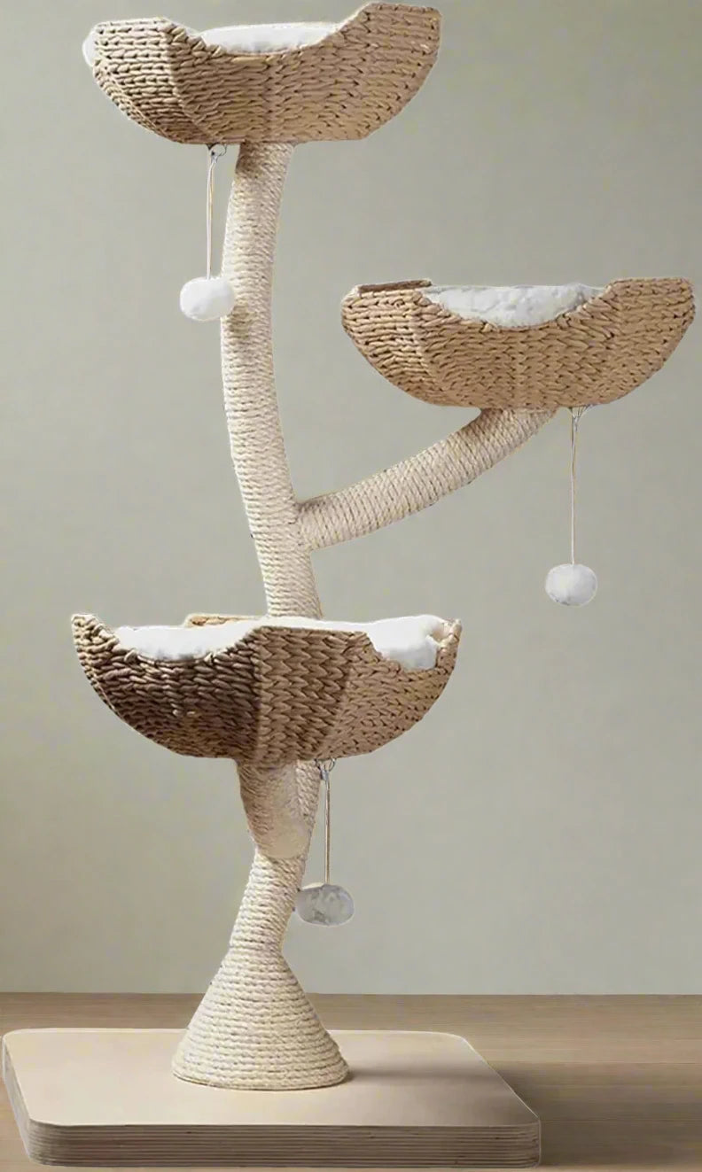 Catitude Luxurious 3-Tier Cat Tower with Faux Fur Beds, Scratching Posts, and Interactive Toys for Cats of All Ages