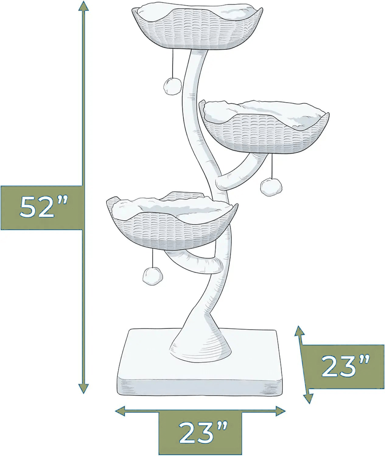 Catitude Luxurious 3-Tier Cat Tower with Faux Fur Beds, Scratching Posts, and Interactive Toys for Cats of All Ages