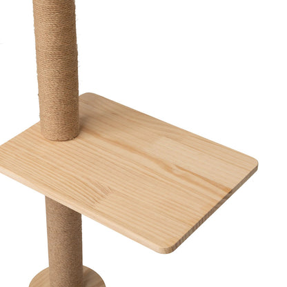 Wall-Mounted Cat Scratching Pad with Hammock, Perches, and Durable Wood Construction for Small to Large Cats