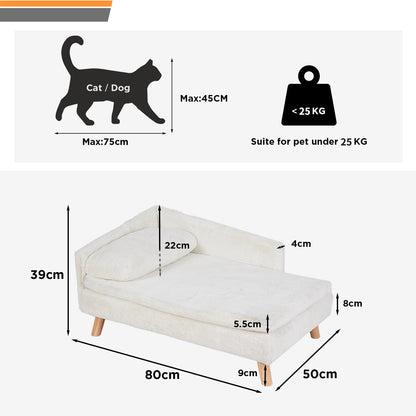 Elevated Pet Bed Solid Wood Leg Dog Cat Sofa for Indoor - L Shape Plush Couch Lounge