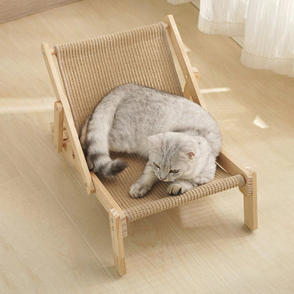 Cat Sisal Lounger Scratching Mat - Adjustable Cat Hammock Pet Cozy Chair with Thickened Cat Recliner