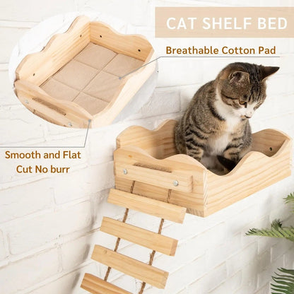 Cat Hammock Wall Furniture with Climbing Shelves, Scratching Post, Bridge, and Multi-Level Design for Indoor Cats