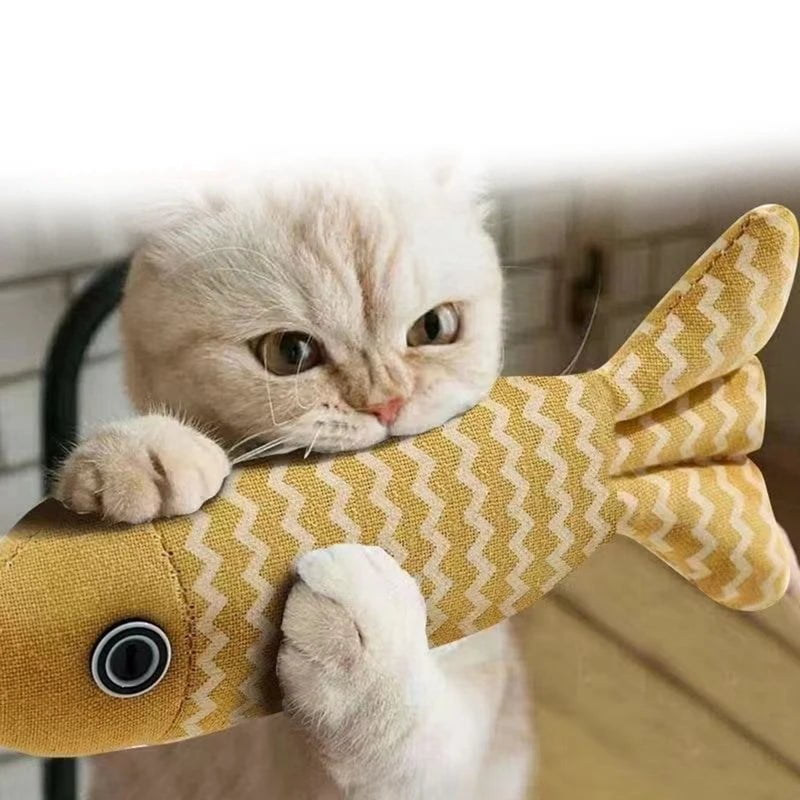 Interactive Cat Toy with Catnip, Plush Design, and Realistic Fish Shape for Kittens and Adult Cats