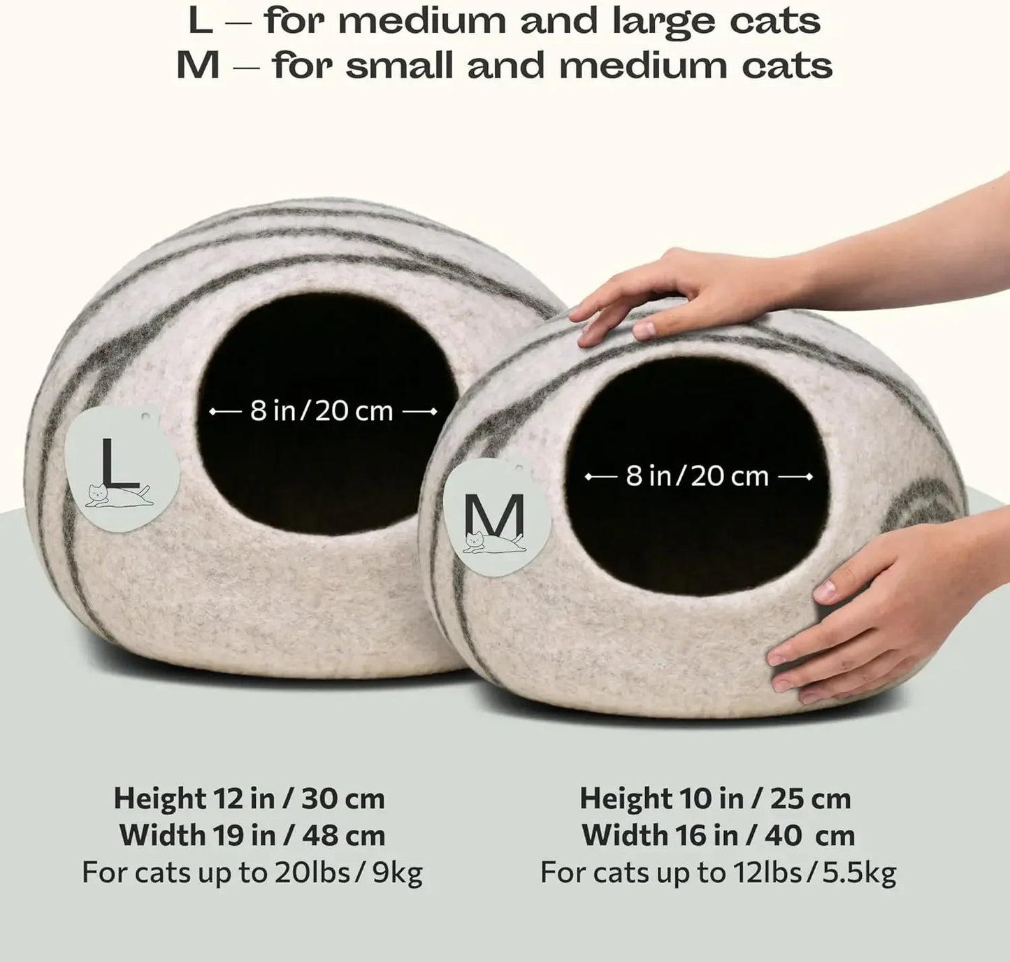 Merino Wool Cat Cave - Premium Handmade Felt Cat Bed for Cats and Kittens, Eco-Friendly and Portable