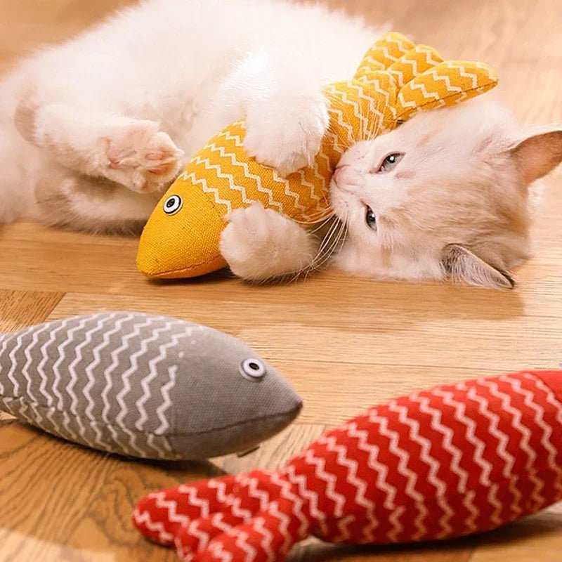 Interactive Cat Toy with Catnip, Plush Design, and Realistic Fish Shape for Kittens and Adult Cats