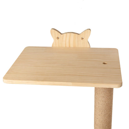 Wall-Mounted Cat Scratching Pad with Hammock, Perches, and Durable Wood Construction for Small to Large Cats