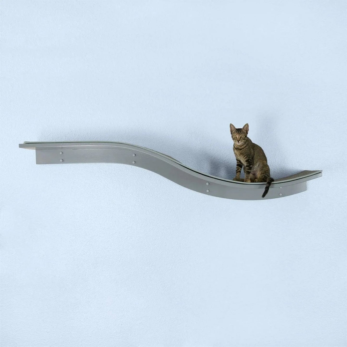 60 Inch Lotus Branch Cat Shelf in White with Replaceable Carpet - Modern Cat Wall Shelf for Playin