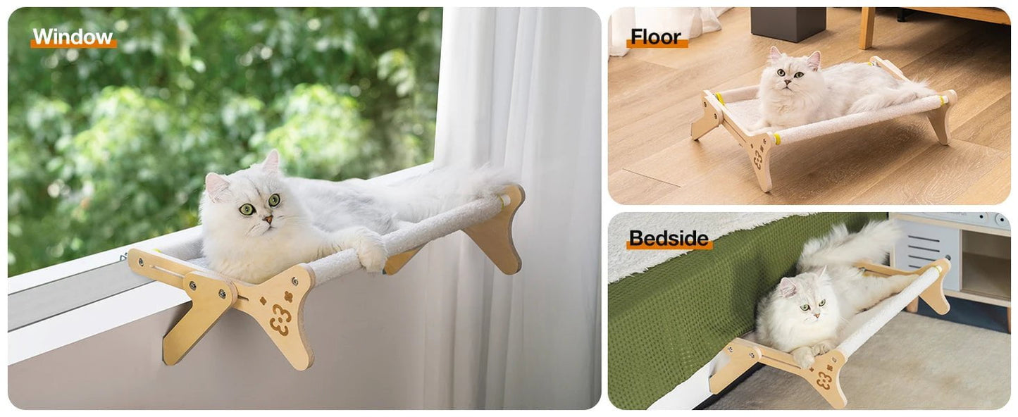 2-in-1 Cat Window Perch and Bed with Adjustable Hammock, Plush Design, and Easy Assembly