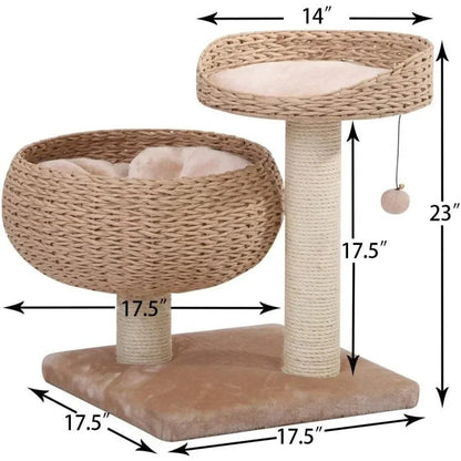 Natural Bowl-Shaped Cat Tree with Perch for Cats up to 25lbs - Sturdy, Comfortable, and Stylish Feline Retreat