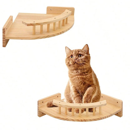 Wall-Mounted Cat Tree with Corner Hammock, Steps, and Multiple Perches for Indoor Cats