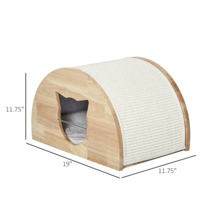 Cat Nest, Pet House Bench - Wood Pet House Cat Cave with Mat, Foot Rest Stool with Cushion, and Storage