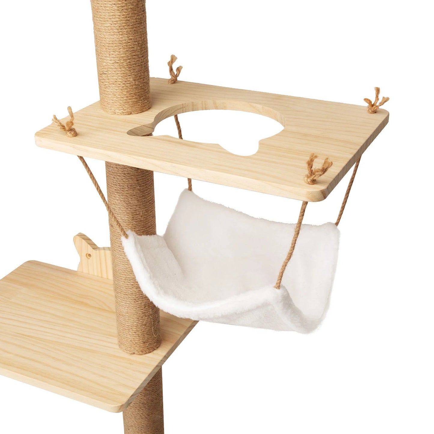 Wall-Mounted Cat Scratching Pad with Hammock, Perches, and Durable Wood Construction for Small to Large Cats