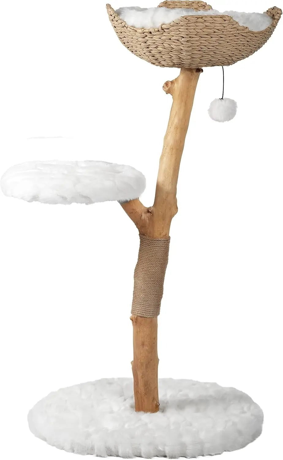 Modern Wooden Cat Tree Tower - Single Branch Condo with Unique Design, 3-Layer Cat Furniture for Large Cats