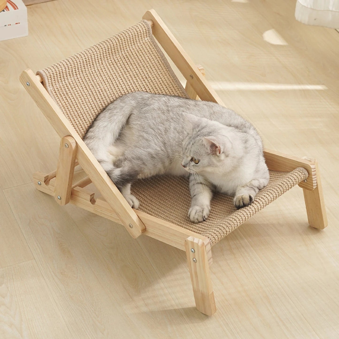 Cat Sisal Lounger Scratching Mat - Adjustable Cat Hammock Pet Cozy Chair with Thickened Cat Recliner