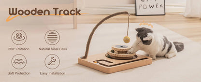 Interactive Cat Toy Roller with 2-Layer Turntable, Play Track, Hanging Balls, and Catnip Ball