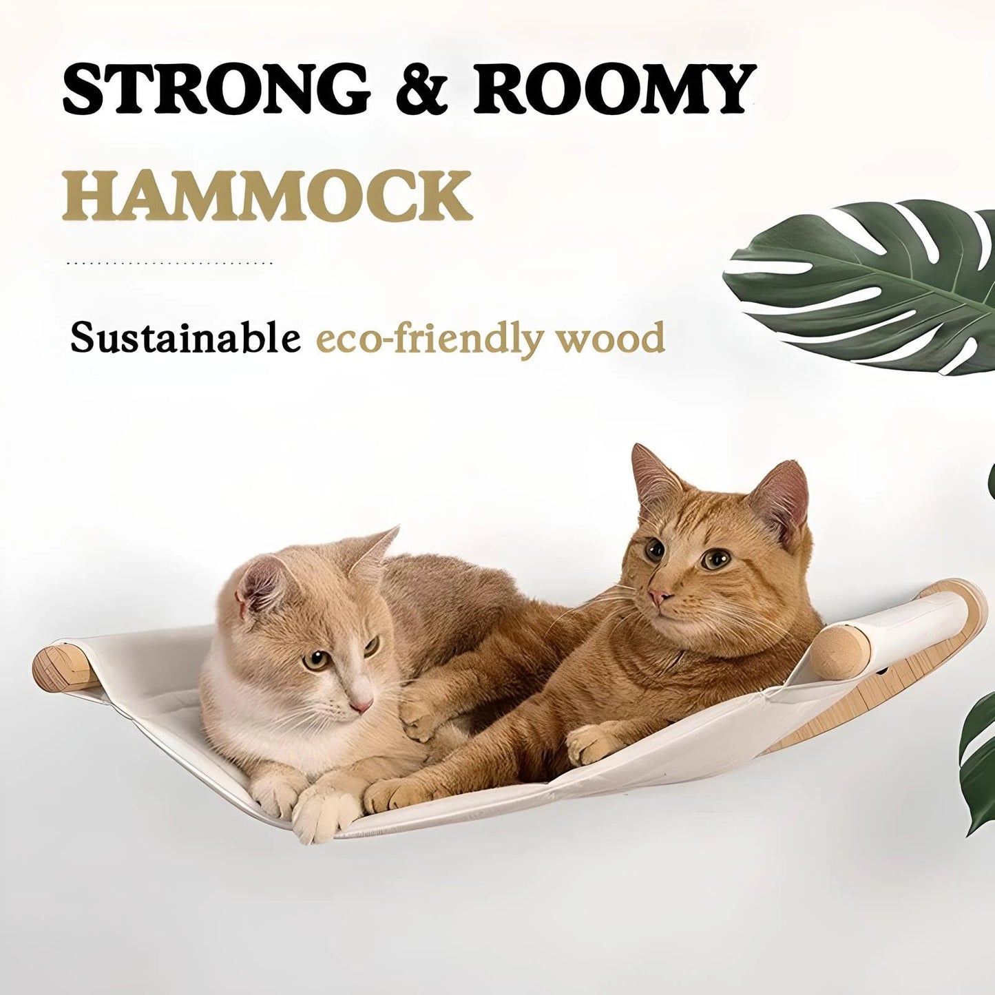 Wall-Mounted Cat Hammock with Two Steps, Shelf, and Sturdy Wood Construction for Relaxation and Play