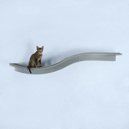 60 Inch Lotus Branch Cat Shelf in White with Replaceable Carpet - Modern Cat Wall Shelf for Playin