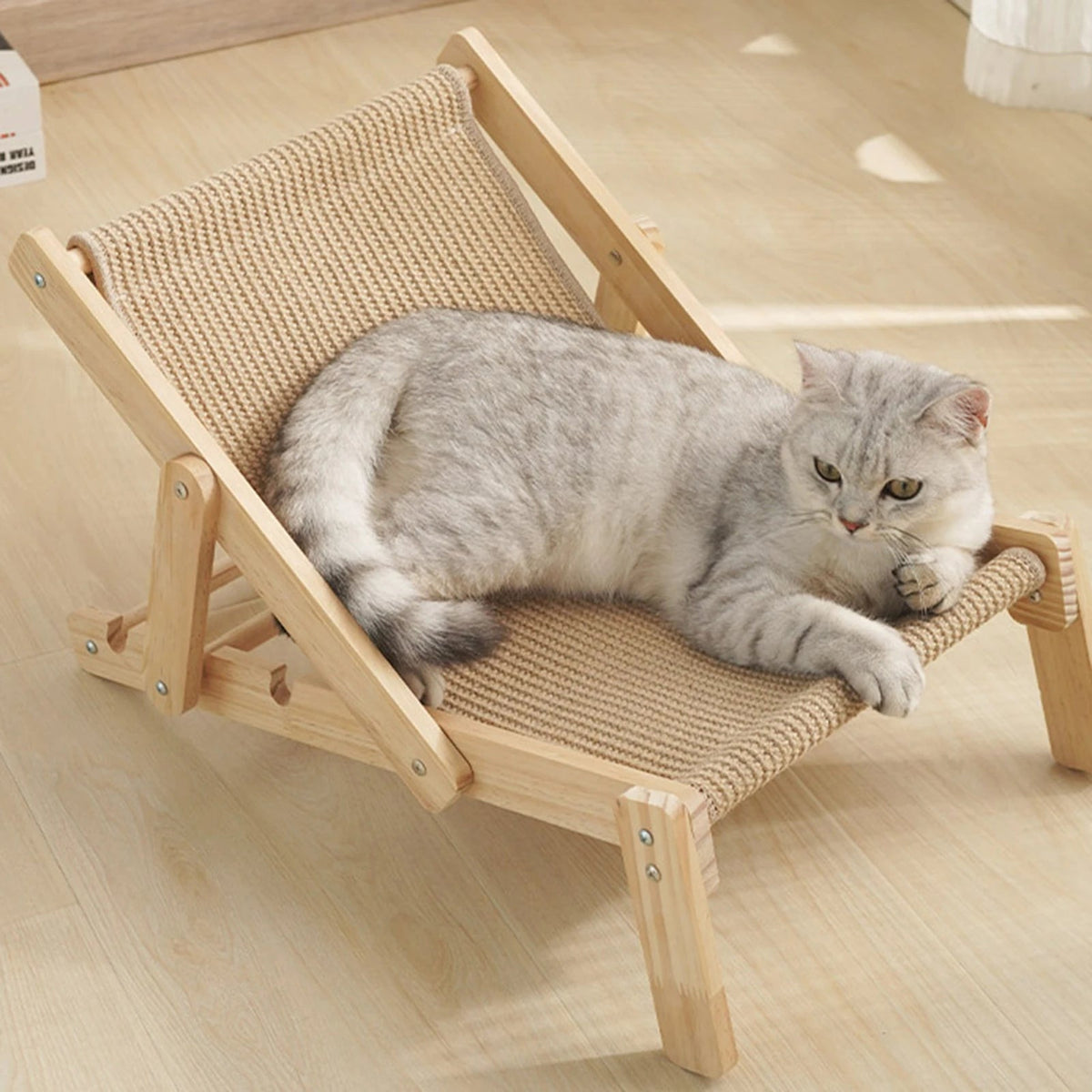 Cat Sisal Lounger Scratching Mat - Adjustable Cat Hammock Pet Cozy Chair with Thickened Cat Recliner