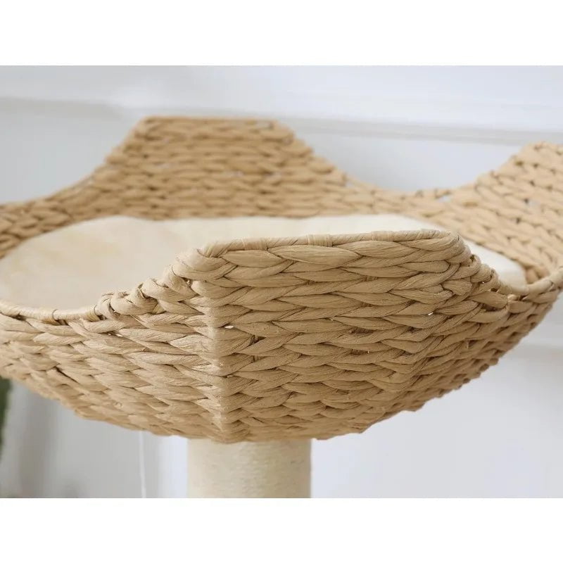 2-Pack Large Cat Tower Add-ons - Handwoven Wicker Rattan Nest Basket Bed Replacement Parts for Cat Trees