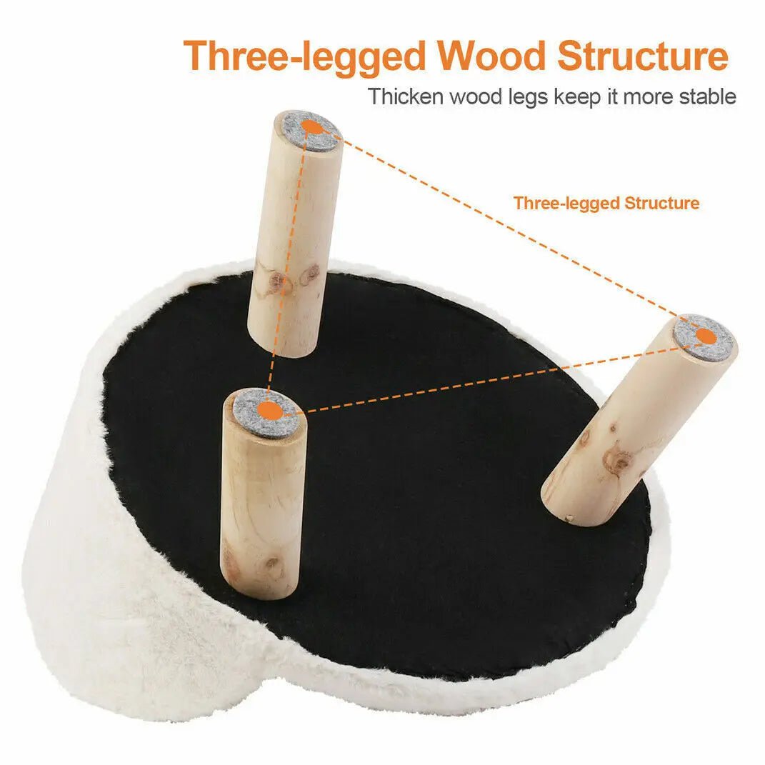 Luxury Soft Cat Bed - Warm Plush Fabric Pet Nesting Chair Bed with Solid Wood Legs, Removable Cushion Pad