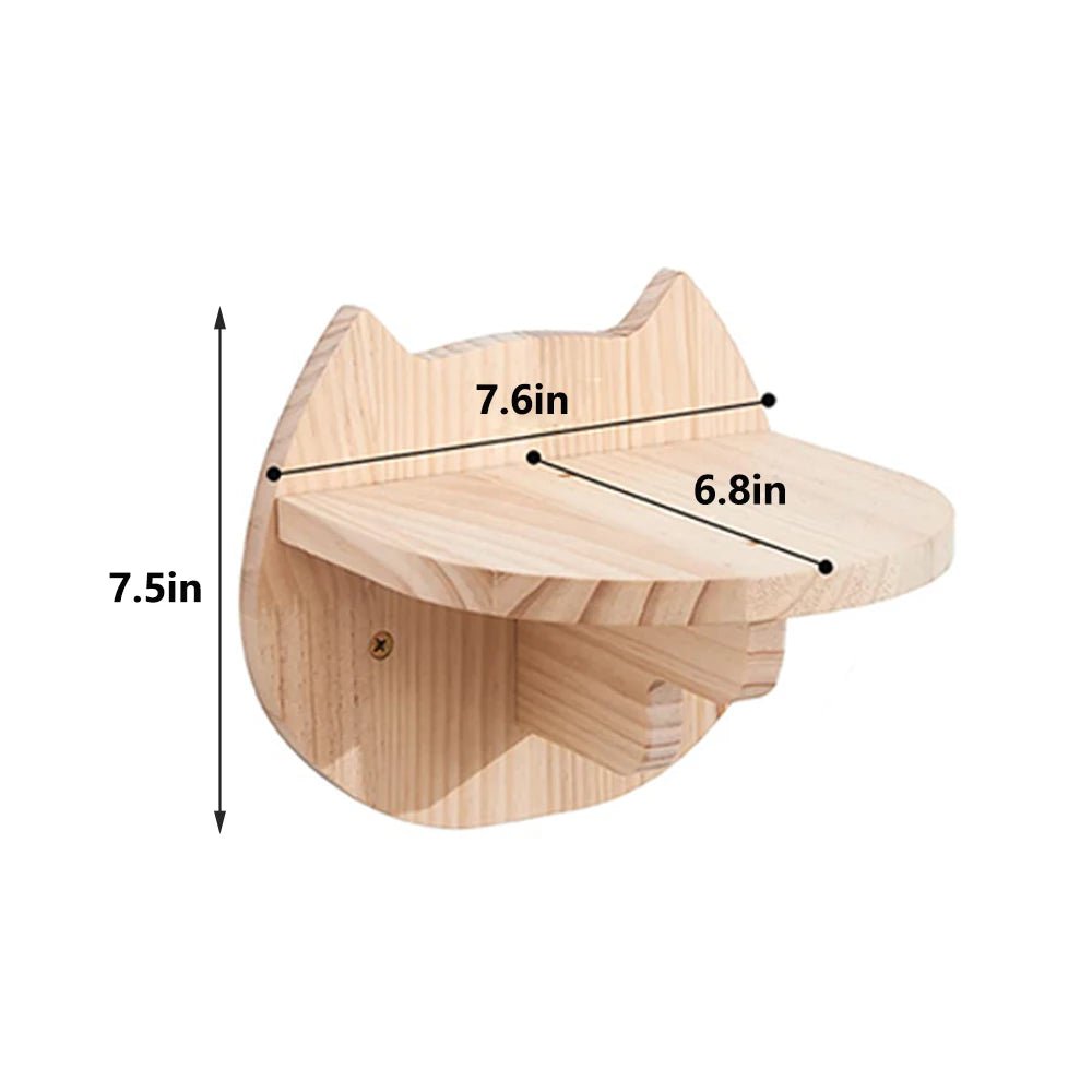 Cat Climbing Shelf Wall Mounted Four Step Stairway with Sisal Scratching Post and Natural Pine Wood Construction