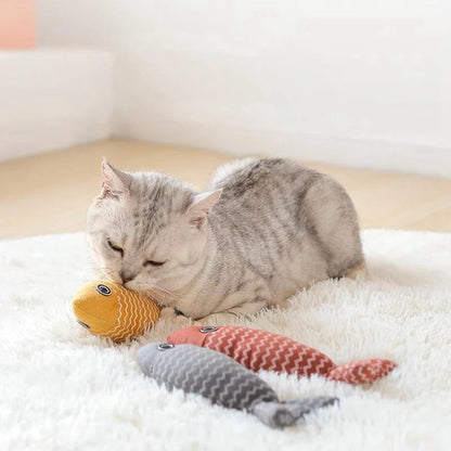 Interactive Cat Toy with Catnip, Plush Design, and Realistic Fish Shape for Kittens and Adult Cats