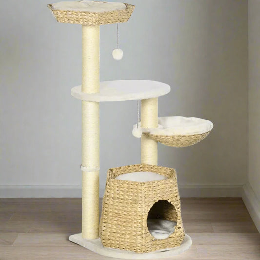 47" Cat Tree Kitty Activity Center with Sisal Scratching Post, Hammock, Bed, and Hanging Balls