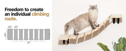 Adjustable Cat Bridge with Climbing Shelves, Wall-Mounted Design, and Customizable Configuration