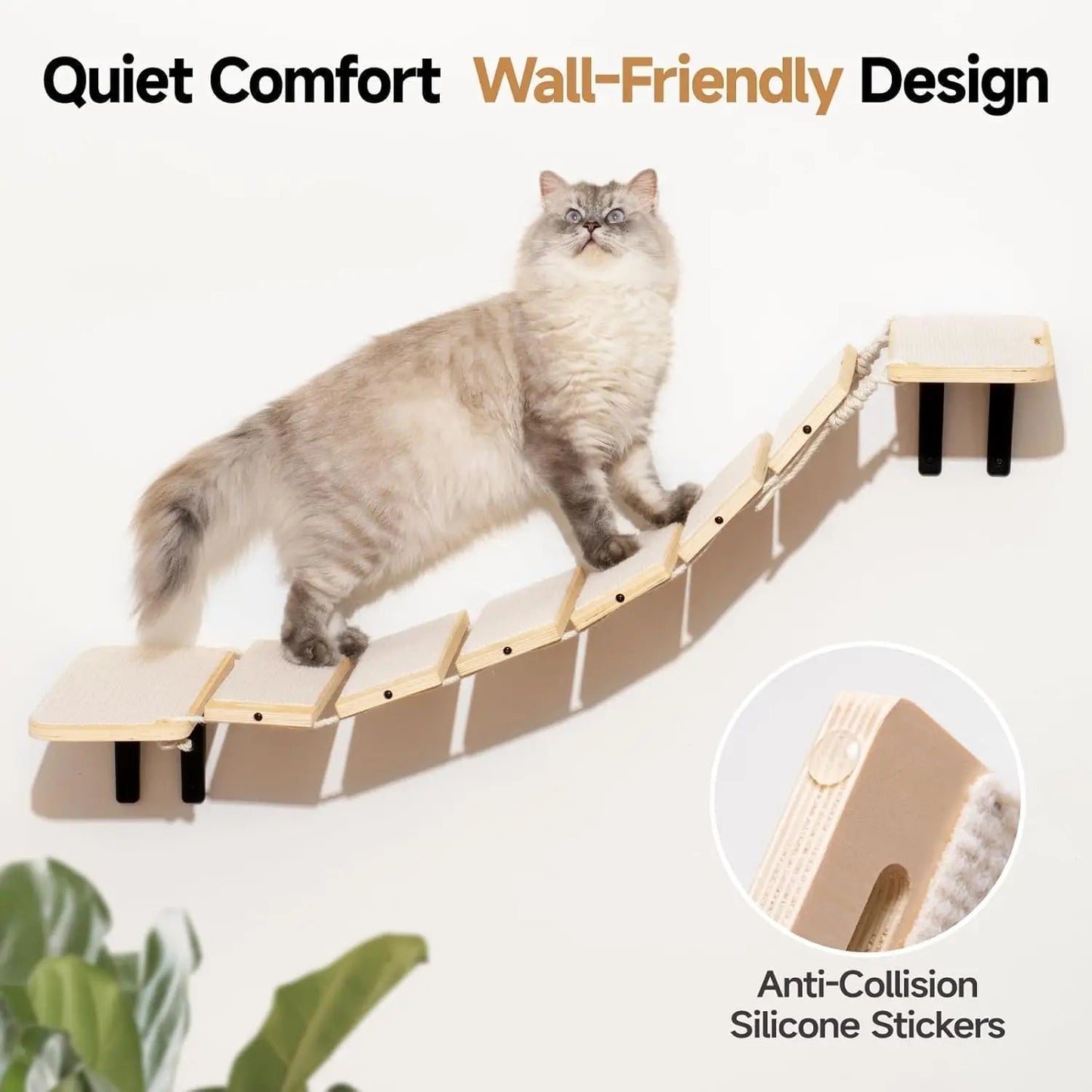 Adjustable Cat Bridge with Climbing Shelves, Wall-Mounted Design, and Customizable Configuration