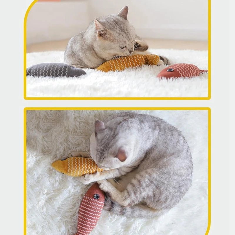 Interactive Cat Toy with Catnip, Plush Design, and Realistic Fish Shape for Kittens and Adult Cats