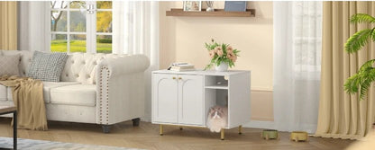 Cat Litter Box Enclosure - Hidden Litter Box Furniture with Storage Cabinet Bench for Living Room