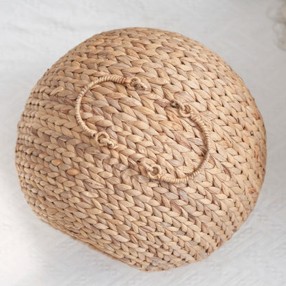 Water Hyacinth Woven Wicker Round Cat Bed Cave - Eco-Friendly, Luxurious, and Cozy Resting Place for Cats