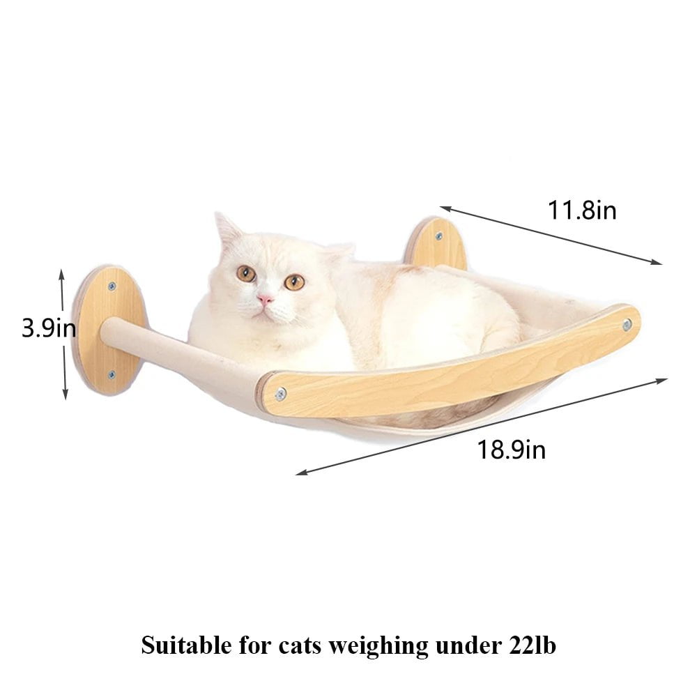 Cat Climbing Shelf Wall Mounted Four Step Stairway with Sisal Scratching Post and Natural Pine Wood Construction