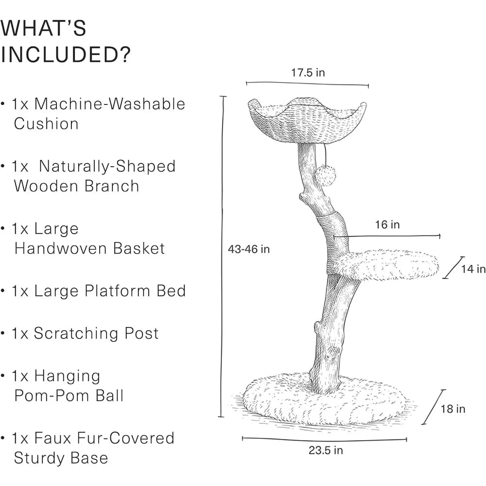 Modern Wooden Cat Tree Tower - Single Branch Condo with Unique Design, 3-Layer Cat Furniture for Large Cats