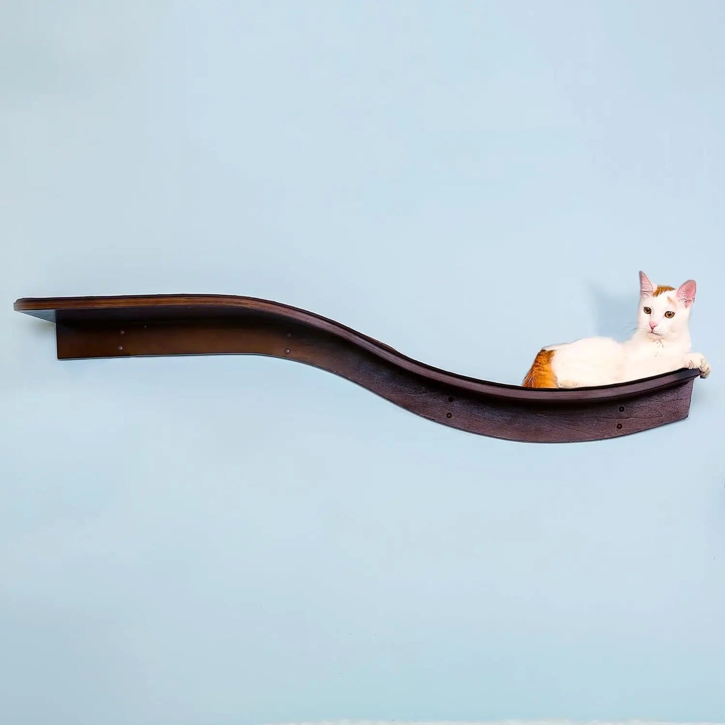 60 Inch Lotus Branch Cat Shelf in White with Replaceable Carpet - Modern Cat Wall Shelf for Playin