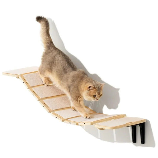 Adjustable Cat Bridge with Climbing Shelves, Wall-Mounted Design, and Customizable Configuration