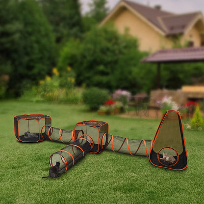 Portable Outdoor Cat Playpen with Tunnels, Tent, and Durable Water-Resistant Material for Indoor and Outdoor Use