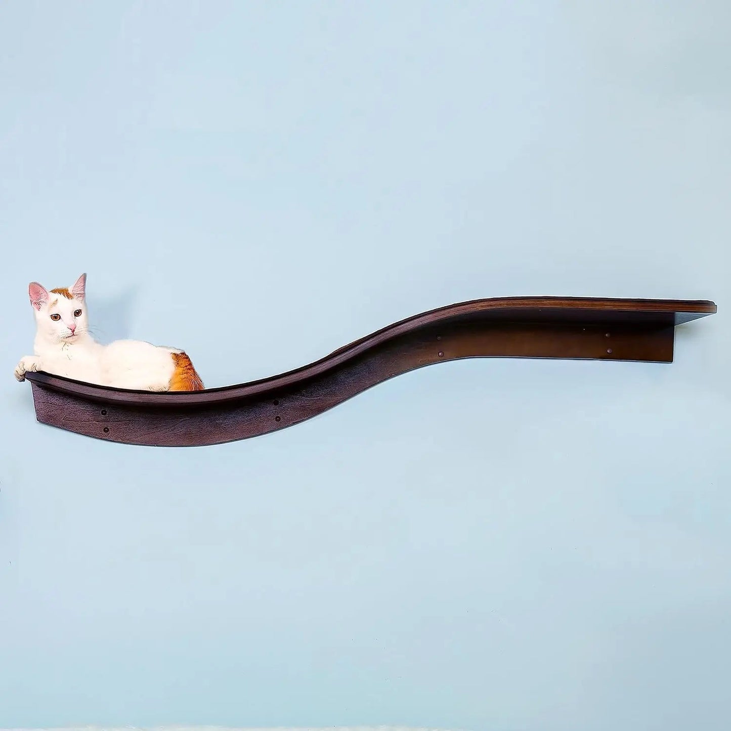 60 Inch Lotus Branch Cat Shelf in White with Replaceable Carpet - Modern Cat Wall Shelf for Playin