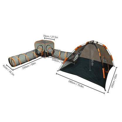 Outdoor Cat Enclosure with Pop-Up Pet Tent, Cat Tunnel, and Durable Water-Resistant Material for Indoor and Outdoor Use