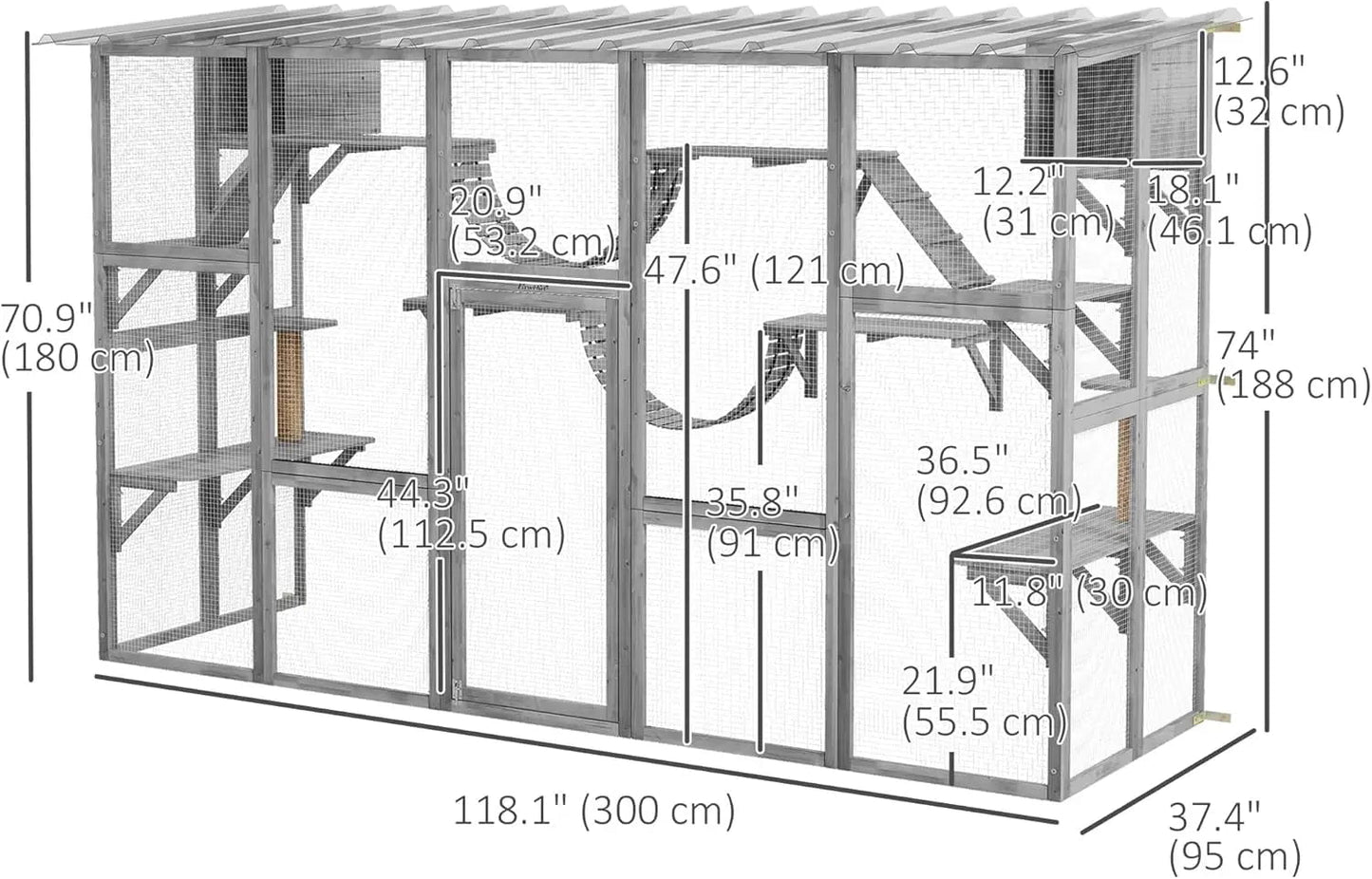 Catio Playground Cat Window Box Outside Enclosure with Weather Protection Roof and Multiple Platforms