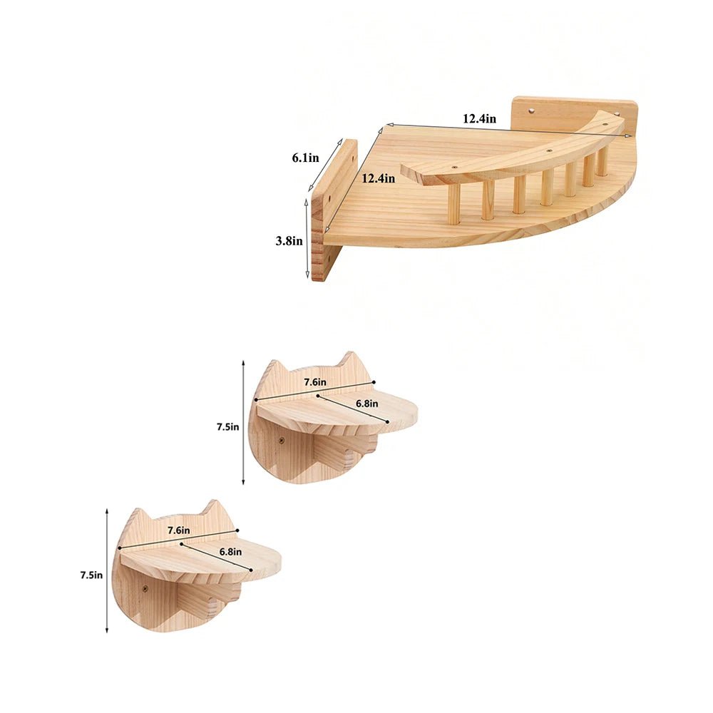 Wall-Mounted Cat Tree with Corner Hammock, Steps, and Multiple Perches for Indoor Cats