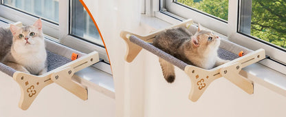 2-in-1 Cat Window Perch and Bed with Adjustable Hammock, Plush Design, and Easy Assembly