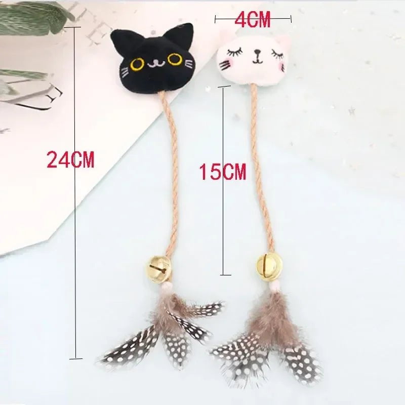 Interactive Cat Toy with Bell, Feather, Catnip, and Hemp Rope Molar Rod