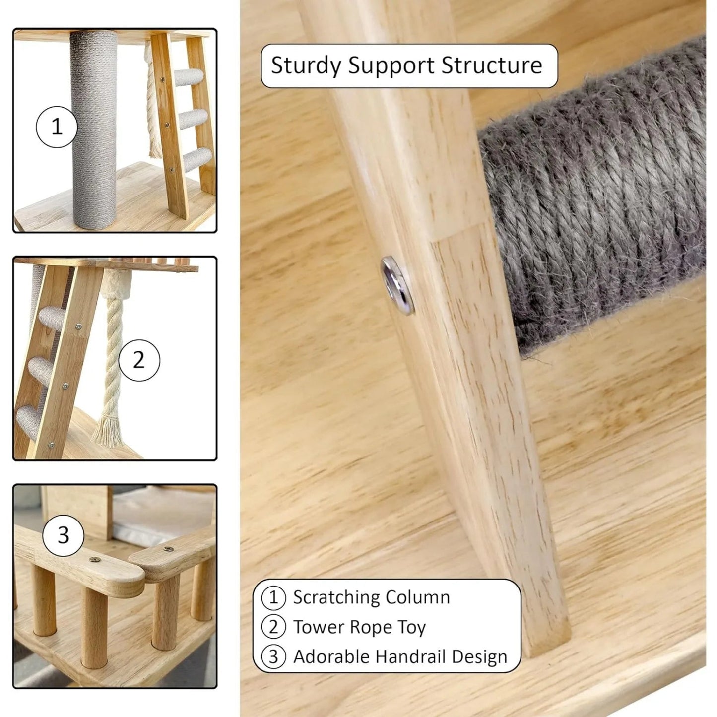 Modern Cat Tree - Durable & Stylish Cat Condo for Indoor Cats with Sisal Scratching Column