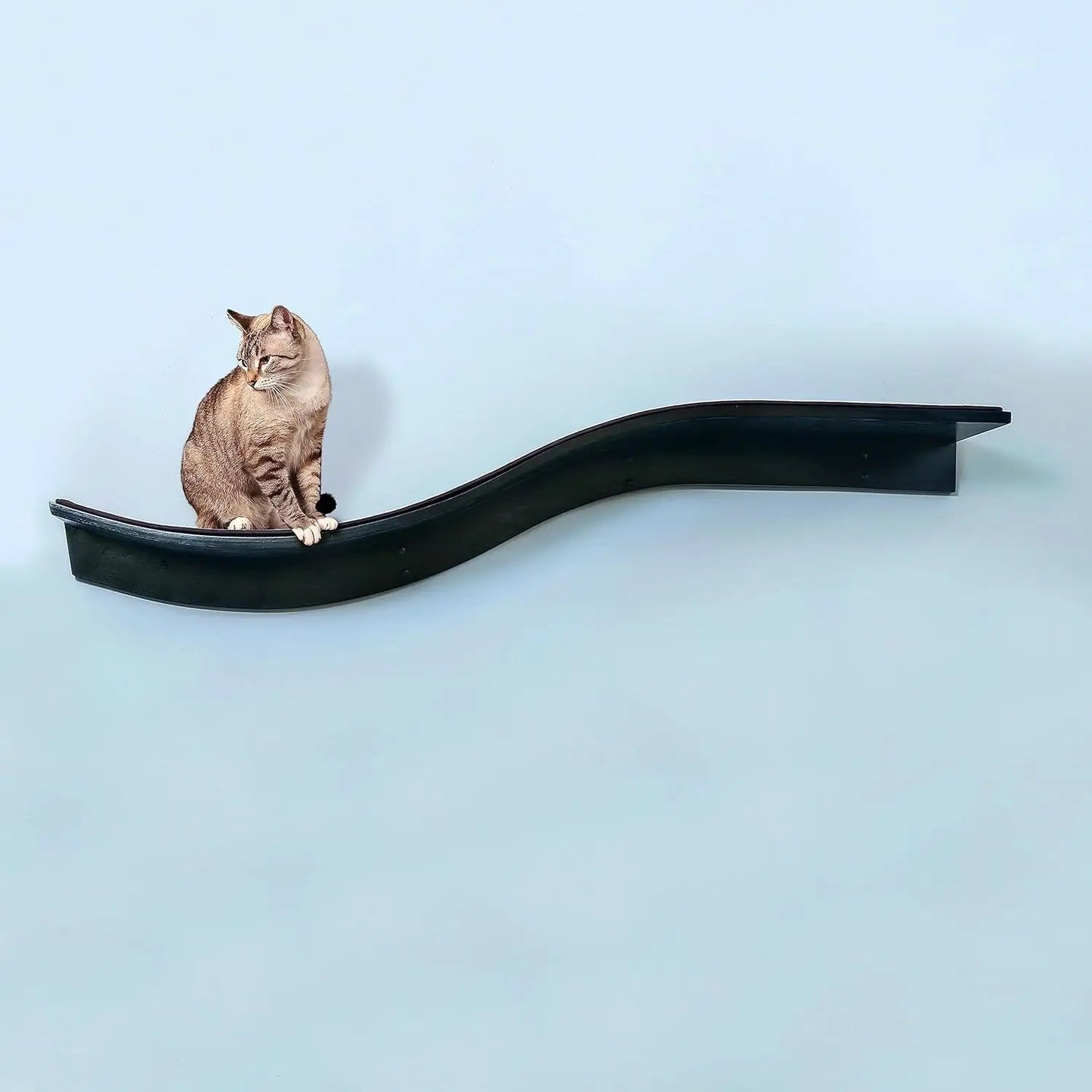 60 Inch Lotus Branch Cat Shelf in White with Replaceable Carpet - Modern Cat Wall Shelf for Playin