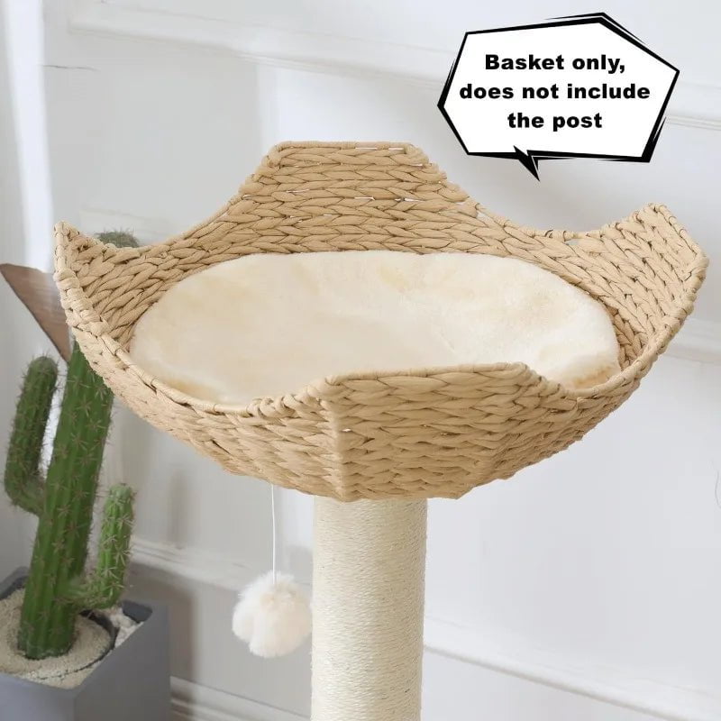 2-Pack Large Cat Tower Add-ons - Handwoven Wicker Rattan Nest Basket Bed Replacement Parts for Cat Trees